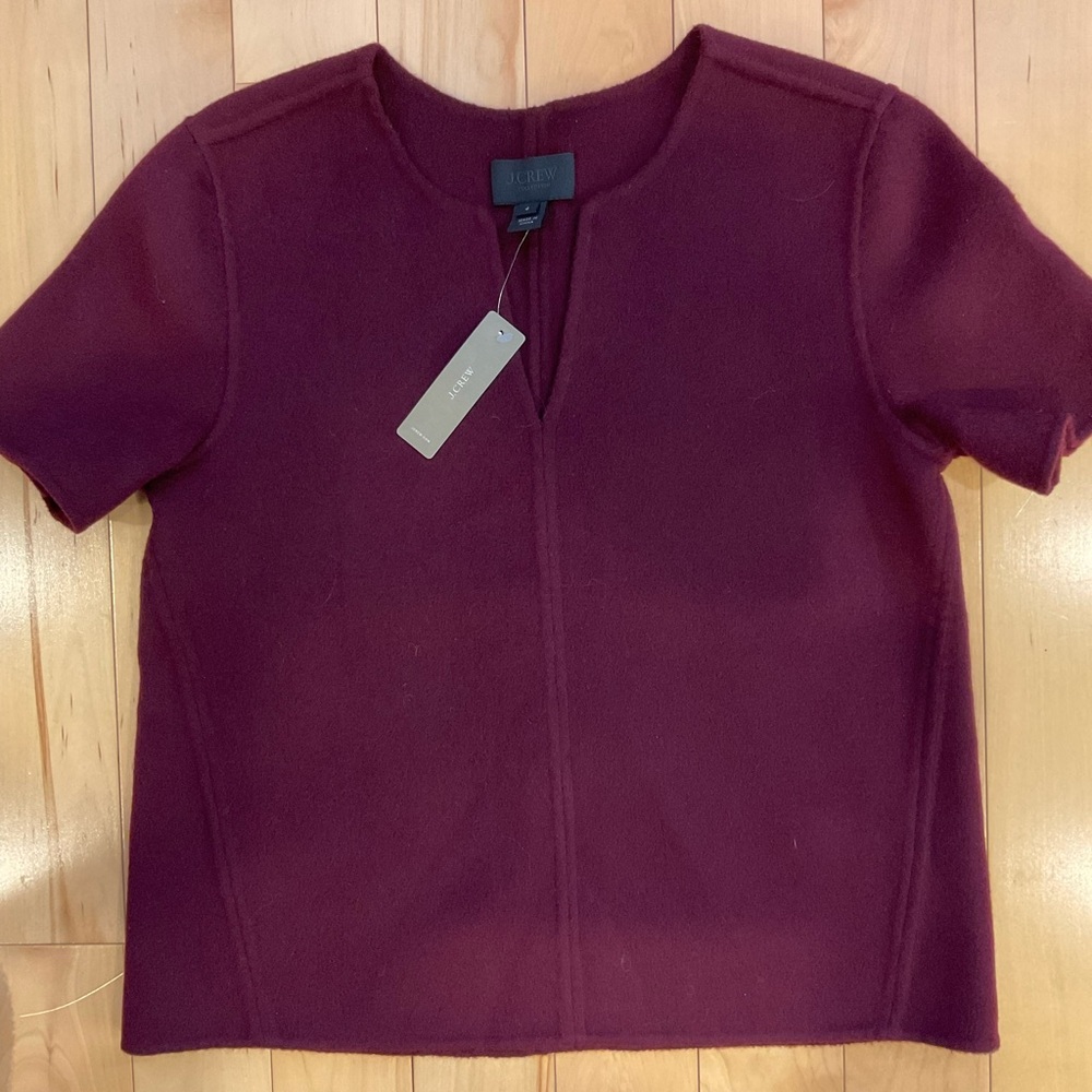 J Crew Collection Cashmere Elegant Plum Short Sleeve Top